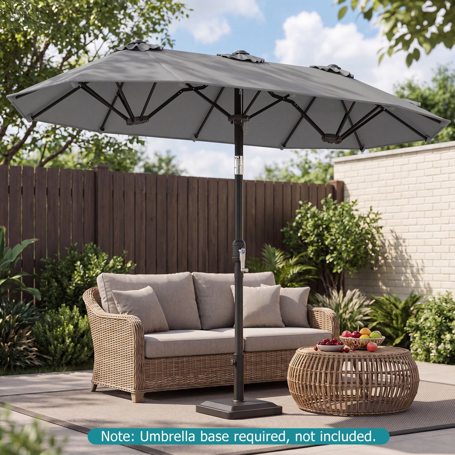 Coast Doppel-Sonnenschirm 300 x 160 cm – rechteckig – neigbar – grau