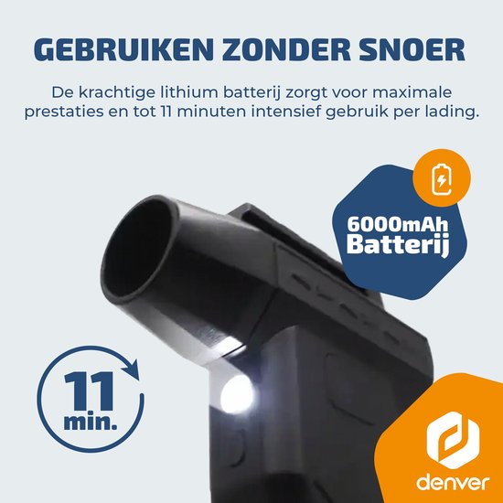 Denver Air Duster – Luftgebläse – Druckluft – Compressed Air – Staubentferner – 2 Aufsätze – 110.000 U/min – Kabellos & wiederaufladbar – 6.000 mAh – HJB172