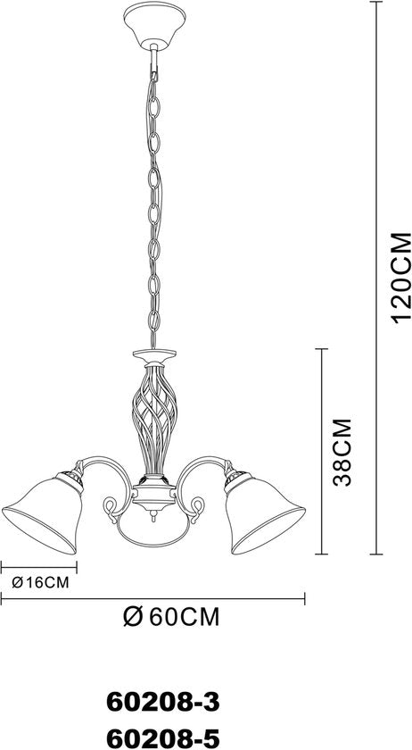 Kronleuchter Globo Odin LED - Klassisch - Messing mit mattiertem Glas 2