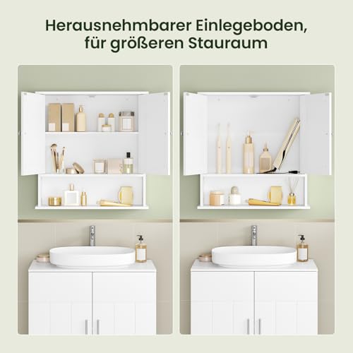 Eugad Badezimmerschrank mit Spiegeltüren Weiß 56 x 58 x 13 cm