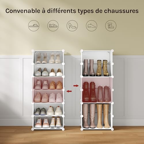 Woltu Schuhschrank mit 10 Fächern Weiß 40 x 30 x 170 cm