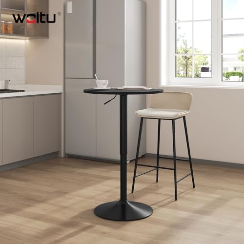 Woltu Runder verstellbarer Bartisch Schwarz MDF