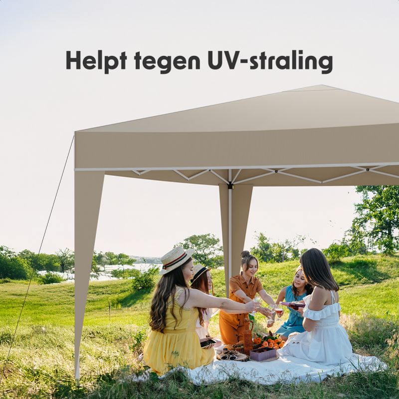 LifeGoods Partyzelt - Wasserdicht & UV-beständig - 300 x 300 x 320 cm - Beige
