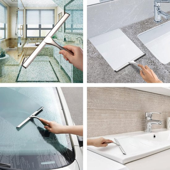 Bodenwischer Bad - inkl. selbstklebendem Haken - Einfache Lagerung - Keine Streifen - Duschwischer - Fensterwischer - Luft