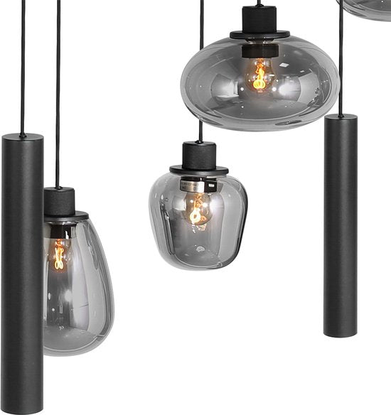 Steinhauer - Pendelleuchte - Reflexion - schwarz - Glas Metall - Designleuchte - E27_GU10 - 3796ZW