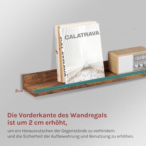 Woltu 3er Set Wandregale - Rustikales Braun - 2x 40x10 cm & 1x 80x10 cm