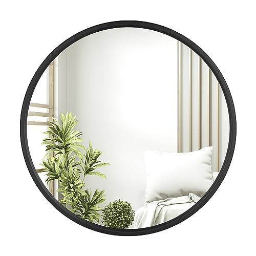 Woltu Runder Wandspiegel Ø60 cm Schwarzer Metallrahmen