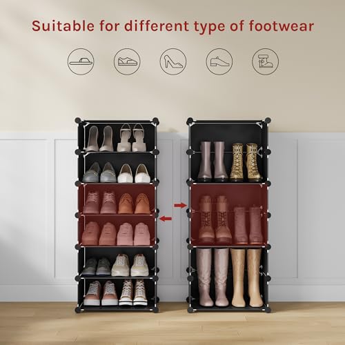 Woltu Schuhschrank mit 10 Fächern Schwarz - platzsparend und modular