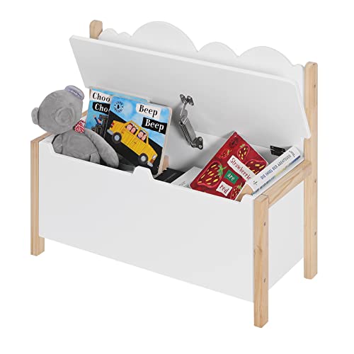Woltu Aufbewahrungsbank mit Rückenlehne und Spielzeugkiste für Kinder Weiß 60 x 25,5 x 55 cm