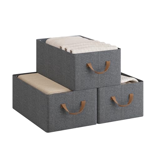 Woltu Faltbare Aufbewahrungsboxen 3er-Set - Grau - 47 x 28 x 20 cm