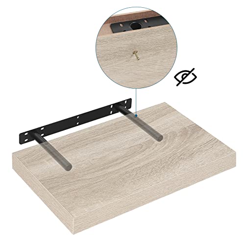 Eugad Wandregal 0079QJ - Robustes schwebendes Wandregal - Sonoma Eiche - 25 cm