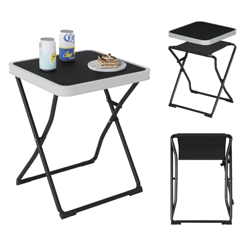 eSituro Camping Tisch 2-in-1 mit abnehmbarer Platte - Schwarz - 40,5 x 40,5 x 50 cm