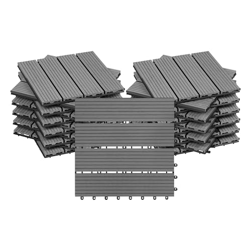 Woltu Outdoor-Terrassenfliesen 22 Stück Hellgrau 30 x 30 cm