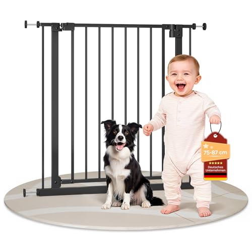 Woltu Sicherheitstor für Treppen und Türen - Schwarz - 75-97 cm