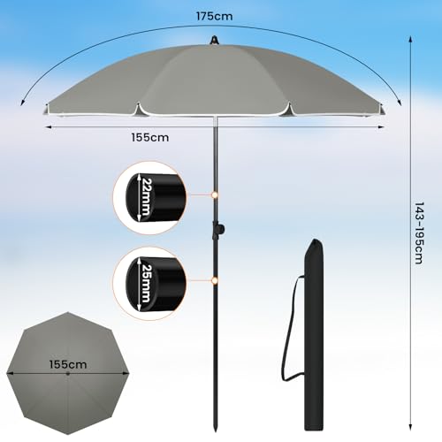 Woltu Parasol Balkonsonnenschirm - UV-beständig und wasserdicht - Höhe und Winkel einstellbar - Rund