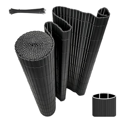 Woltu PVC Sichtschutz 100 x 300 cm Grau - Wetterfester und UV-beständiger Garten Sichtschutz