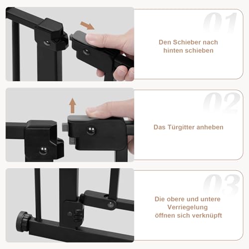 Woltu Sicherheitstor für Treppen und Türen - Schwarz - 75-97 cm