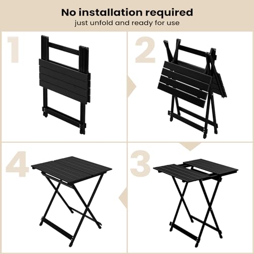 Woltu Faltbarer Campingtisch Aluminium Schwarz 50,5 x 47 x 59,5 cm