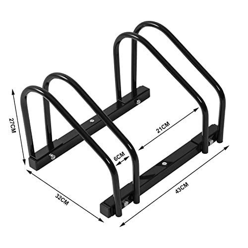 Woltu Fahrradträger für 2 Fahrräder Schwarzes Metall - Boden- und Wandbefestigung