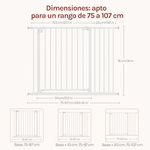 Woltu Sicherheitstor für Kinder und Haustiere Weiß 75-107 cm