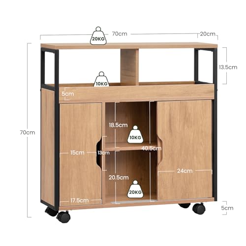 Eugad Schmaler Badezimmerschrank mit 2 offenen Fächern und verstellbarem Einlegeboden Eiche Schwarz 70 x 71,5 x 20 cm