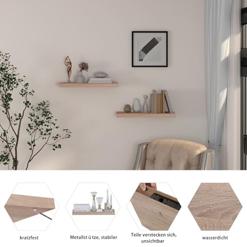 Eugad Wandregal – Robustes Wandregal – Eiche – 50 cm