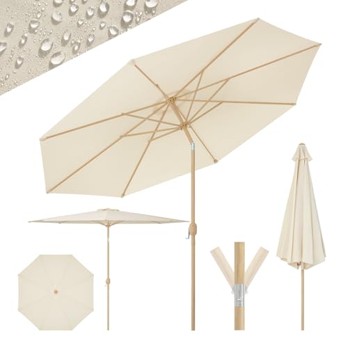 Woltu Sonnenschirm 300 cm Beige - UPF 50+ Sonnenschutz mit Kippfunktion und Verschluss mit Schlauch