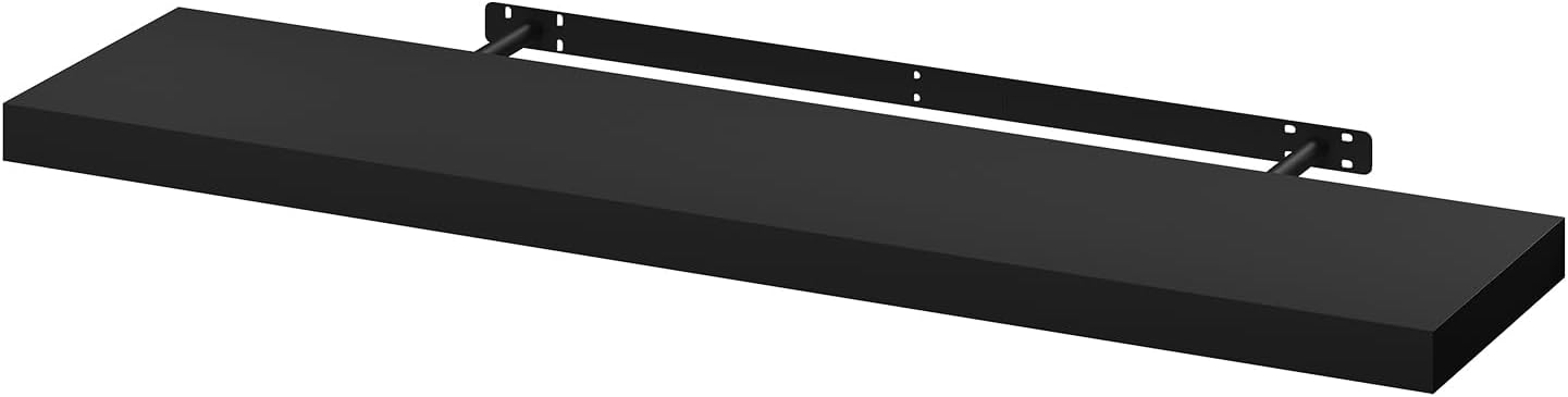 Woltu Schwebendes Wandregal 100x22,9x3,8 cm - Modernes Wandregal aus MDF - Schwarz