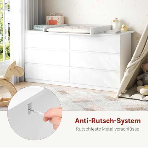 Woltu Wickelauflage für Wickeltisch weiß 80 x 80 cm mit Schutzrand