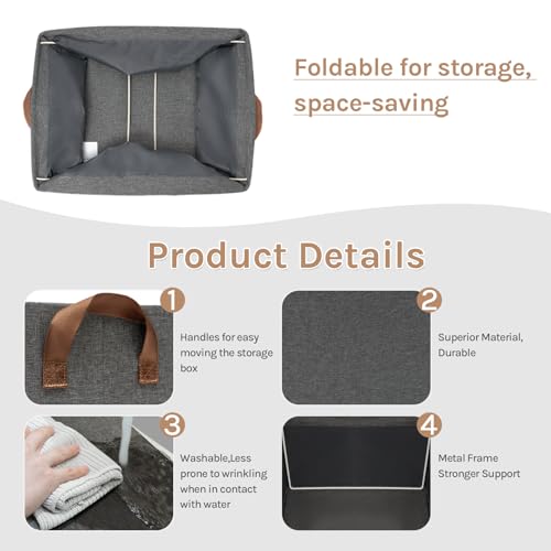 Woltu Faltbare Aufbewahrungsboxen 3er-Set - Grau - 47 x 28 x 20 cm