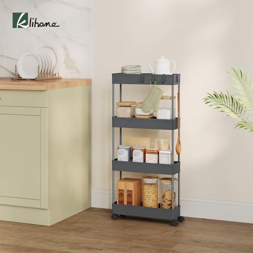 Servierwagen mit 4 Ebenen grau 39 x 83,5 x 12,5 cm