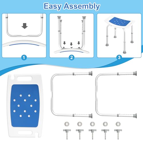 Eugad Duschsitz Verstellbar - Ergonomisch, Rutschfest, Aluminium - Silber