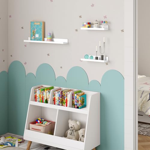 Woltu Set aus 3 weißen Wandregalen - Schwebende Regale für Wohnzimmer, Küche und Schlafzimmer