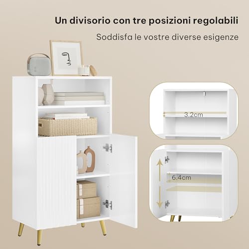 eSituro Bodenschrank Weiß 50 x 30 x 93 cm mit verstellbaren Einlegeböden
