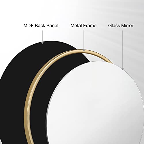 Woltu Runder Wandspiegel mit goldenem Rahmen 40 cm - Modern und dekorativ für Bad, Schlafzimmer und Diele