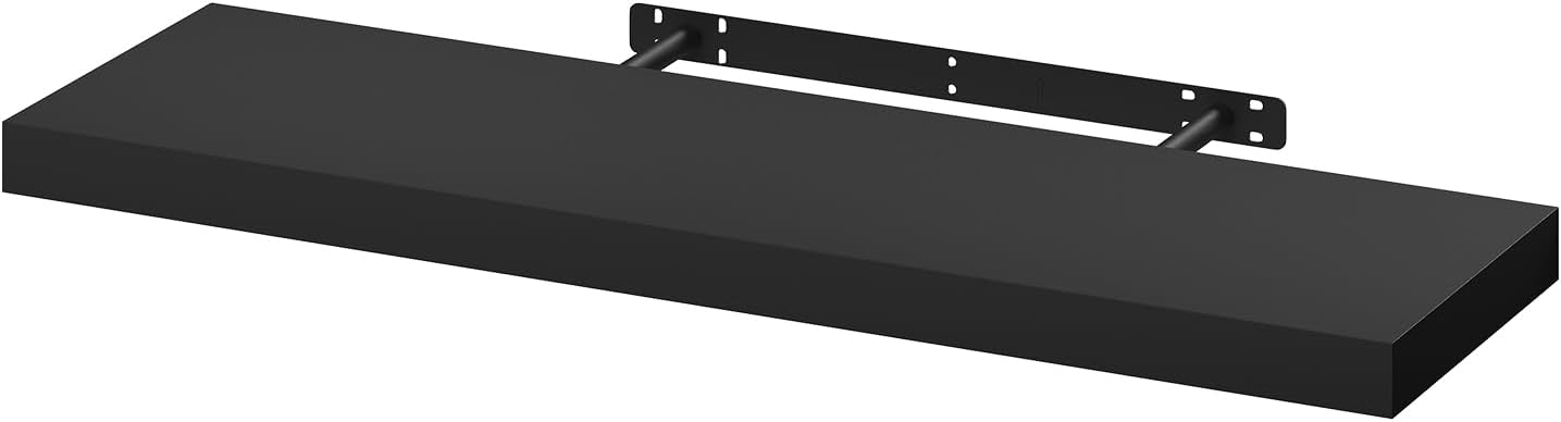 Woltu Schwebendes Wandregal - 80x22,9x3,8 cm - Schwarz - MDF Wandregal Modern und platzsparend