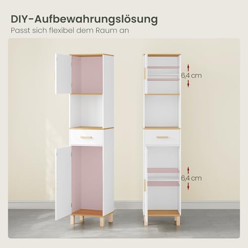 Eugad Badezimmerschrank mit 5 Fächern und 1 Schublade Weiß 40 x 180 x 30 cm