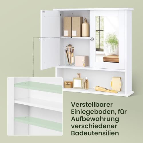 Eugad Badezimmerschrank mit Spiegeltüren Weiß 56 x 58 x 13 cm