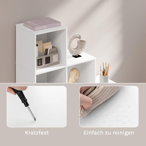 Woltu Bücherregal Stufenregal mit 10 Fächern Weiß 120 x 30 x 120 cm
