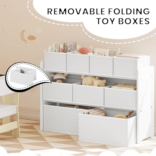 Lestarain Kinderregal mit 9 Aufbewahrungsboxen Weiß 92 x 60 x 30 cm