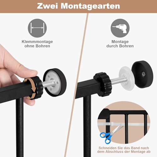 Woltu Sicherheitstor für Treppen und Türen - Schwarz - 75-97 cm