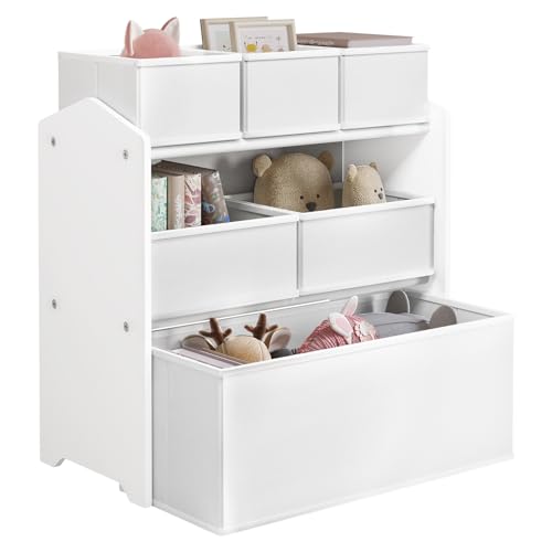 Lestarain Kinderregal mit 9 Aufbewahrungsboxen - Spielzeugschrank für das Kinderzimmer - Weiß - 63 x 60 x 30 cm