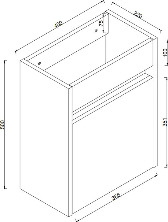 VDD – WC-Schrank – WC-Schrank ohne Waschbecken – WC-Schrank aus Eiche – Waschbeckenunterschrank – Waschbeckenunterschrank