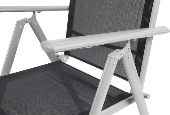 909 Outdoor - Gartenstühle - 2er Set - verstellbare Rückenlehne - klappbar - Sitzstühle - Aluminium und Textil - 69 x 56 x 106 cm