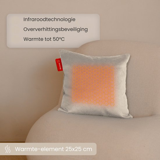 Auronic Wärmekissen - Classic - 45x45 - Kabellos - Wiederaufladbar - Elektrisches Kissen - Infrarot - Taupe