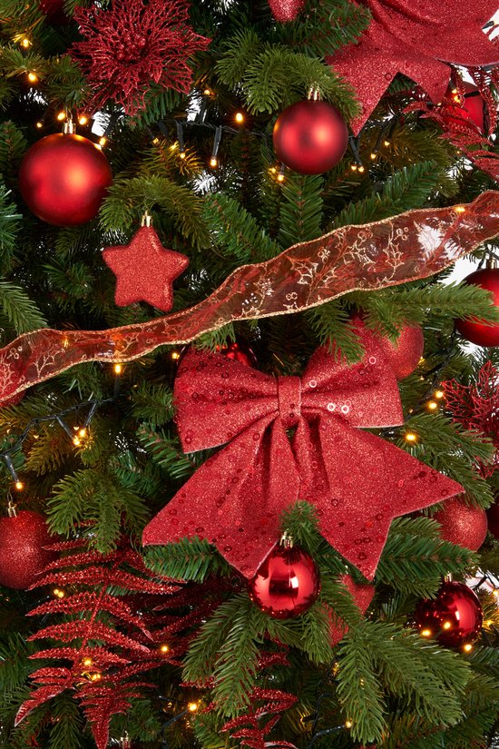 House of Seasons Weihnachtsbaumschmuck-Set - 100 Teile - Rot