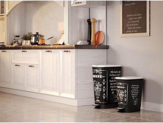 Kis Chic Bin Coffee Menu Mülleimer - 50 l - schwarz
