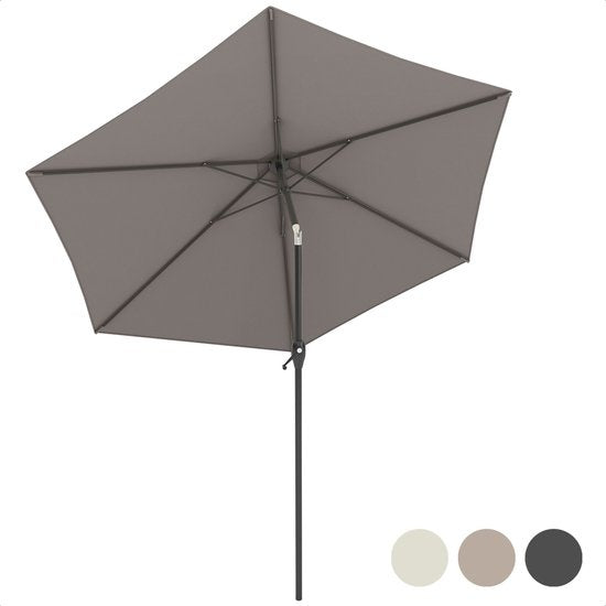 LifeGoods Sonnenschirm - 270 cm - 30° neigbar - Wasserdicht - Mit Bezug - Taupe