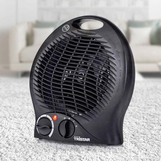 Tristar Elektrischer Campingheizstrahler KA-5037 – Heizlüfter – 2 Heizstufen 1000|2000 Watt – Für kleine Räume – Schwarz