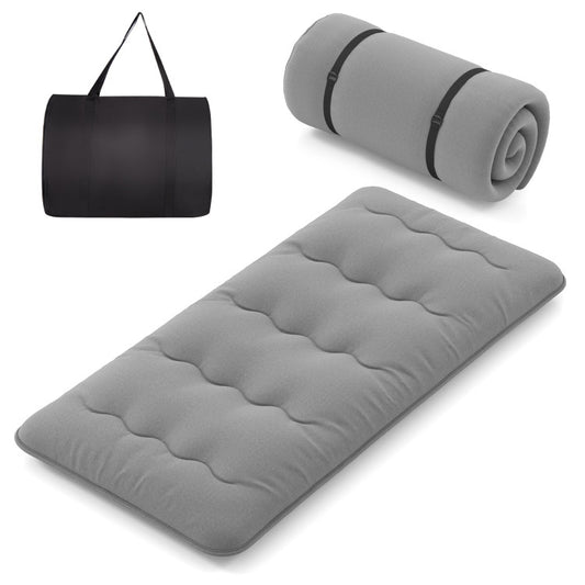 Bequeme Futonmatratze Twin Size 80" x 39" - Grau mit waschbarem Bezug und Tragetasche